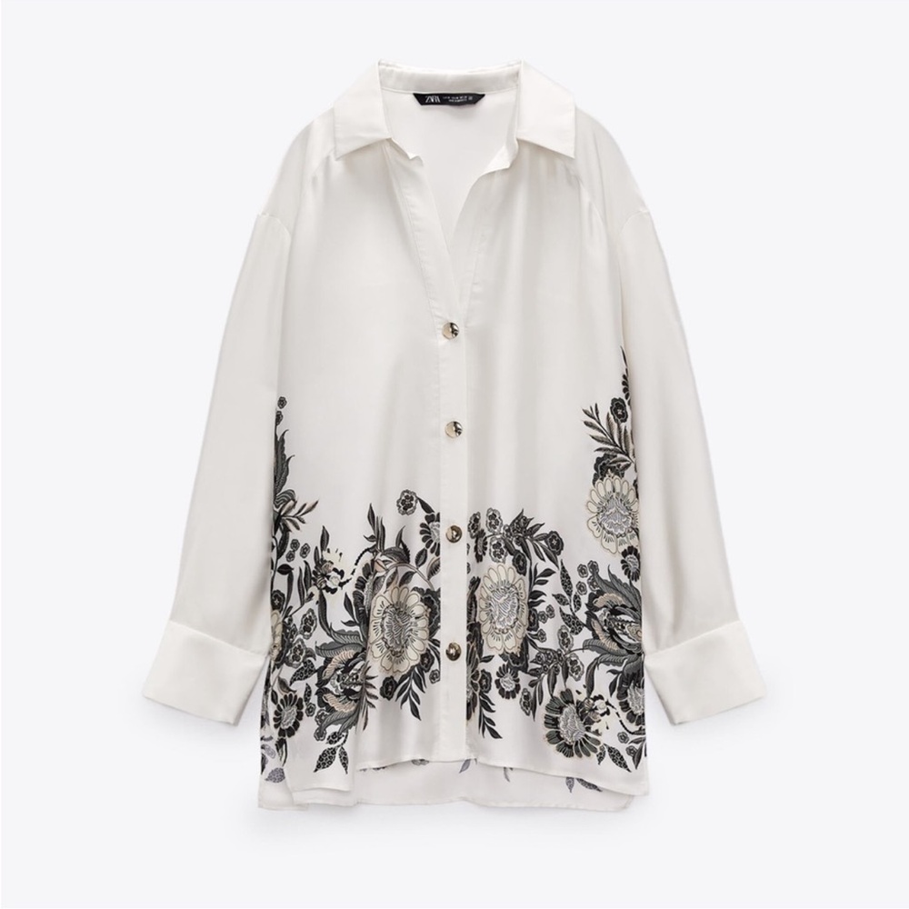 Zara floral satin  blouse
